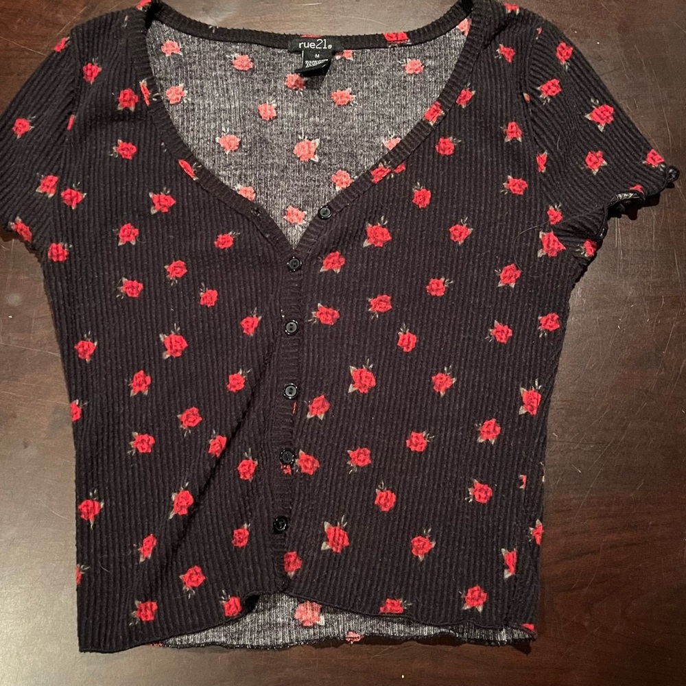 Rue21 Black Floral Women's Top